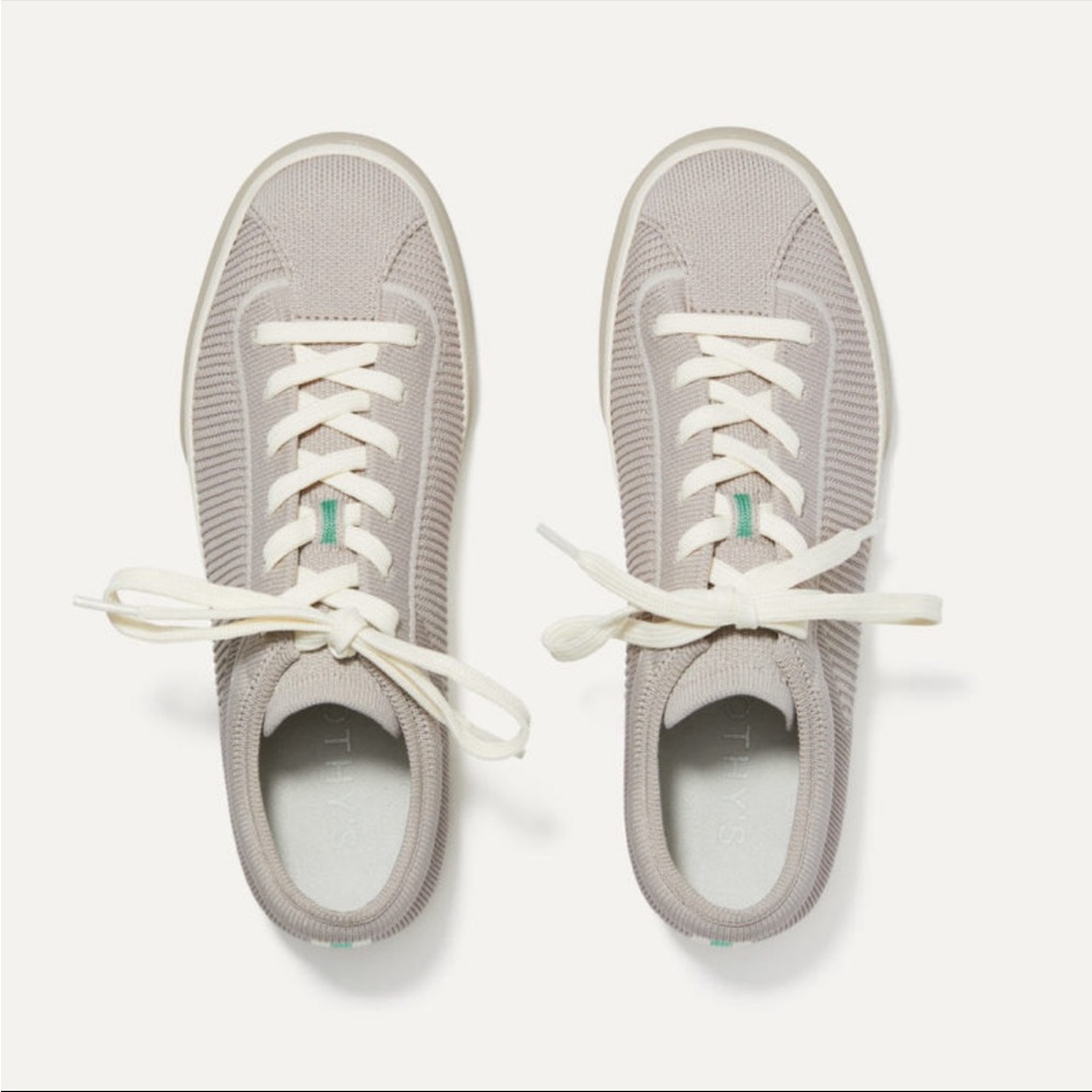 Rothy’s The Lace Up Sneaker Vintage Grey Cream Blue Teal Sz 11 Discontinued